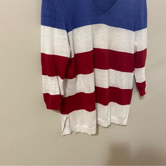 Talbots FLAG STRIPE LINEN SWEATER - Picture 5 of 6